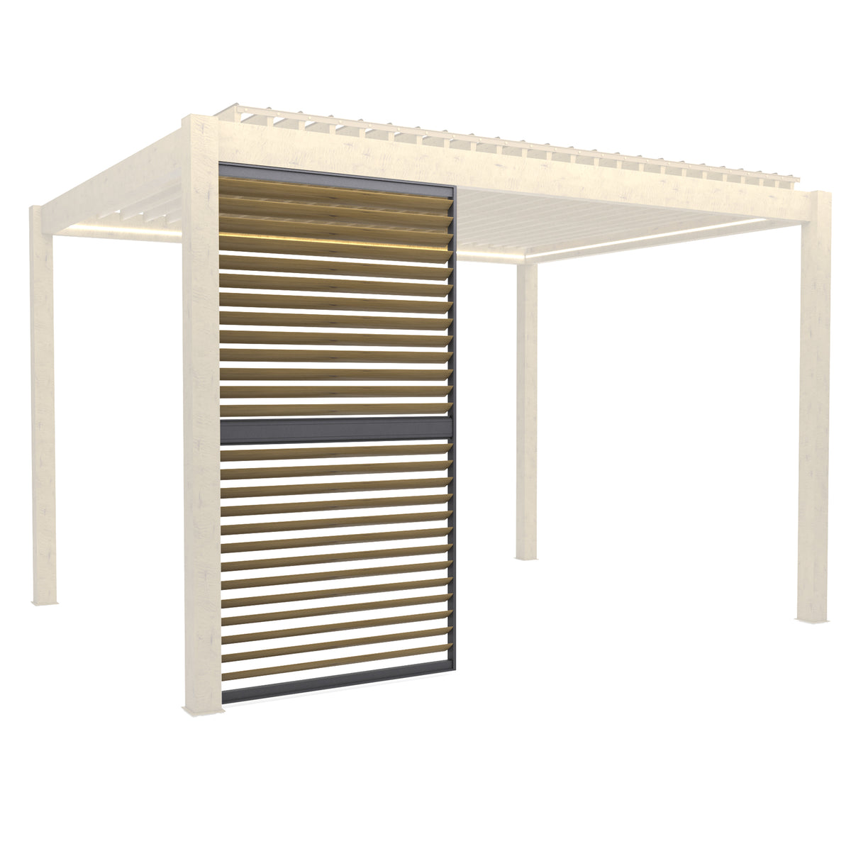 Bracken Outdoors Wood Effect Louvre Shutters Fixed Panel for 4m Garden Pergola