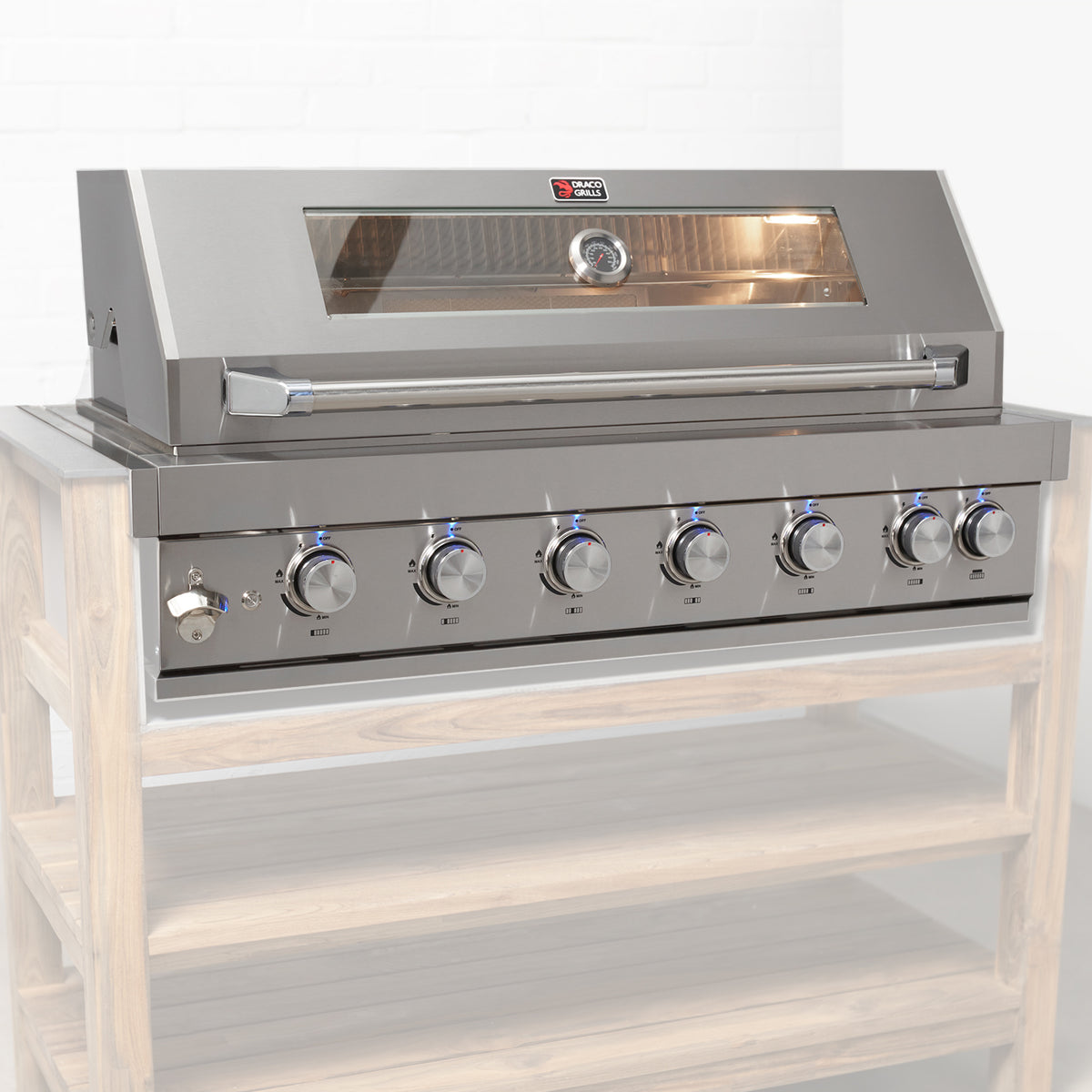 Draco Grills Z640B Deluxe 6 Burner Stainless Steel Build in Gas Barbecue