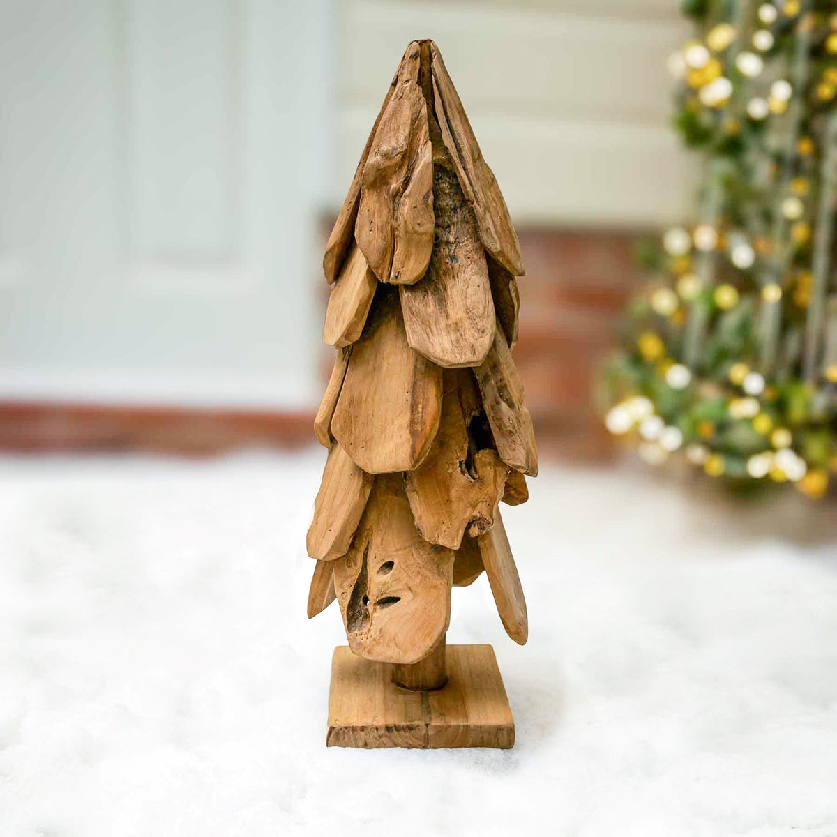 Natural Teak Wooden Christmas Tree - 60cm