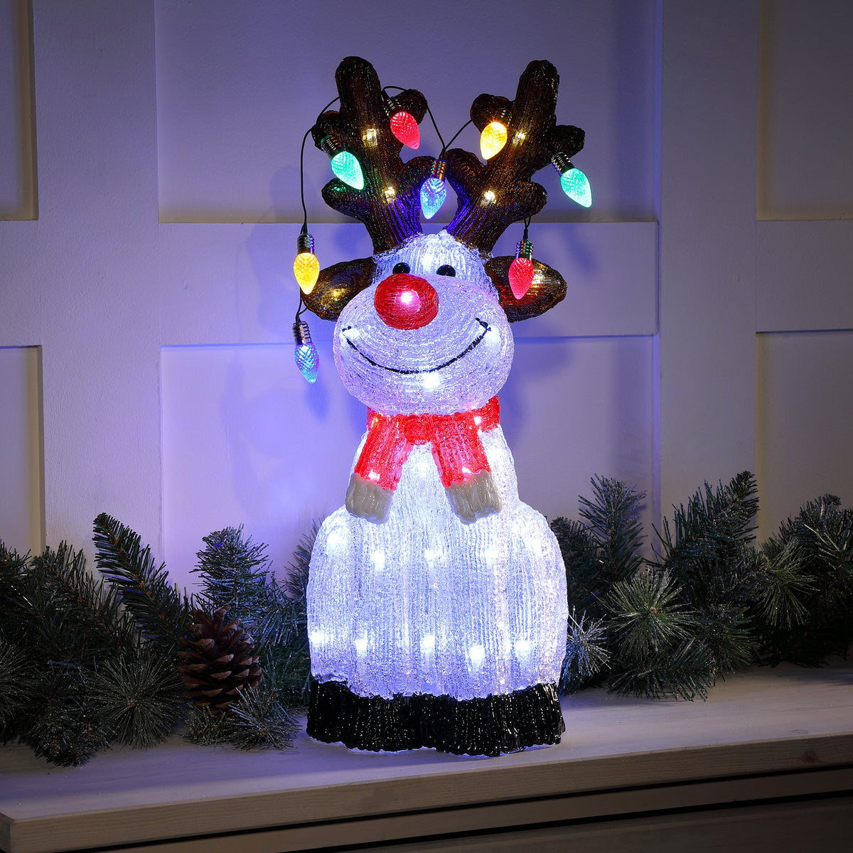 54cm Acrylic Reindeer with LED String Lights by The Christmas Centre