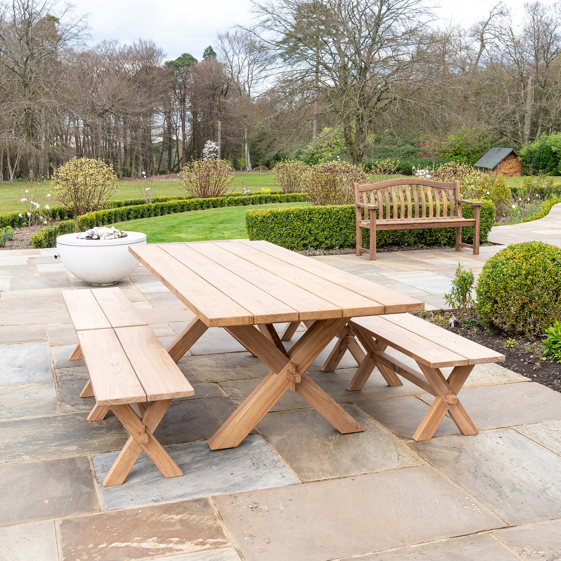 Alexander Rose Outdoor Teak Plank Garden Table (2.4m) - Garden Trends