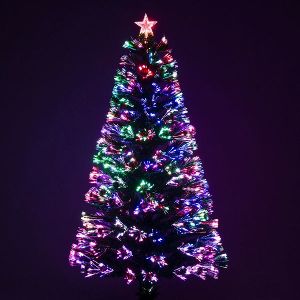 Green Fibre Optic Christmas Tree with Red Berries & Coloured Lights ...